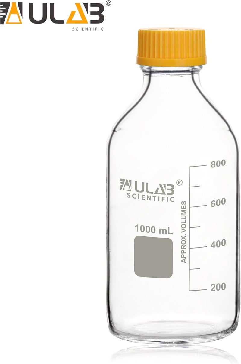 ULAB Round Media Storage Bottle, Vol.250ml(8.5oz) 3.3 Borosilicate Glass Storage Bottles with GL45 Screw Cap, Pack of 6, URB1036 - Image 2